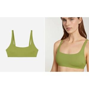 Everlane ReNew Square Neck Bikini Top Lime Green Womens XL Sustainable Swimwear